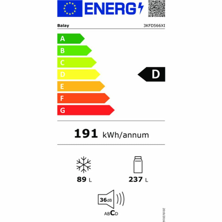 Réfrigérateur Combiné Balay 3KFD566XI  Acier inoxydable (186 x 60 cm)