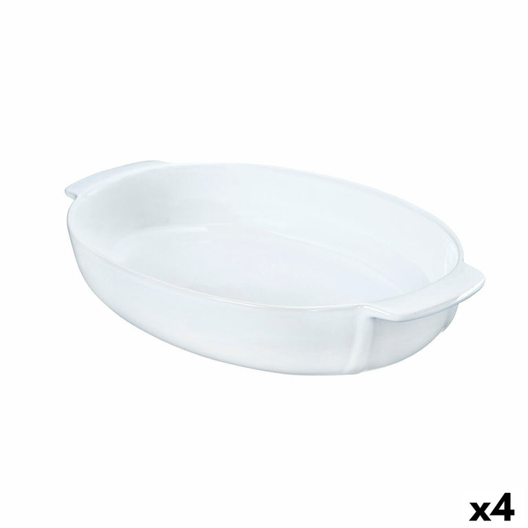 Plat à Gratin Pyrex Signature Oblongue 35 x 23 cm Céramique Blanc (4 Unités)