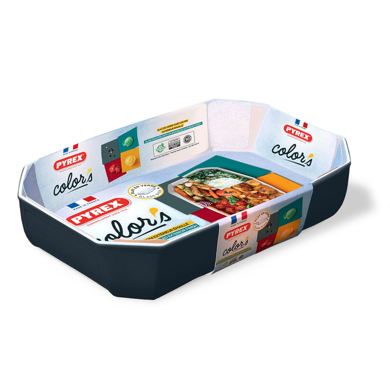 Plat à Gratin Pyrex Color's Rectangulaire Gris verre 33 x 22 cm (5 Unités)