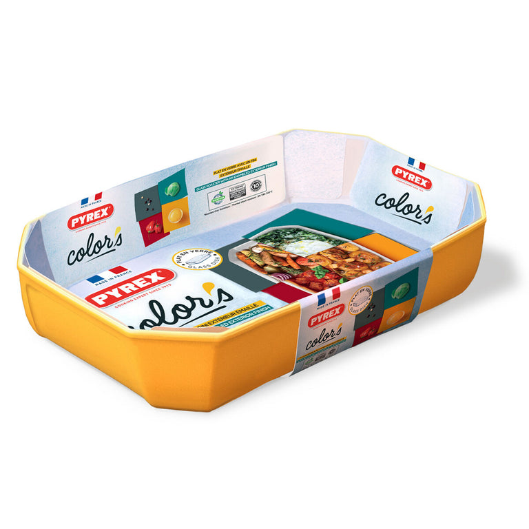 Plat à Gratin Pyrex Color's Rectangulaire Jaune verre 33 x 22 cm (5 Unités)