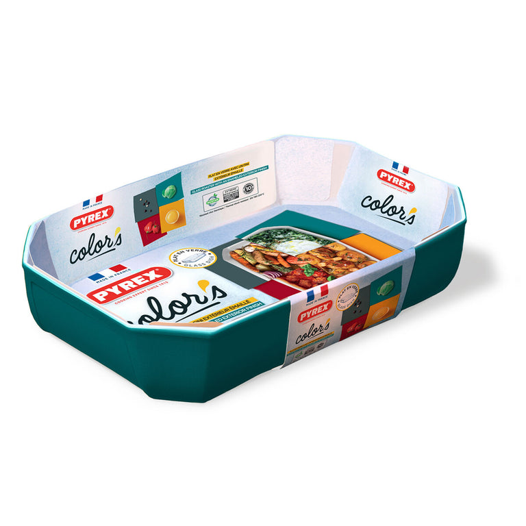 Plat à Gratin Pyrex Color's Rectangulaire Bleu verre 33 x 22 cm (5 Unités)