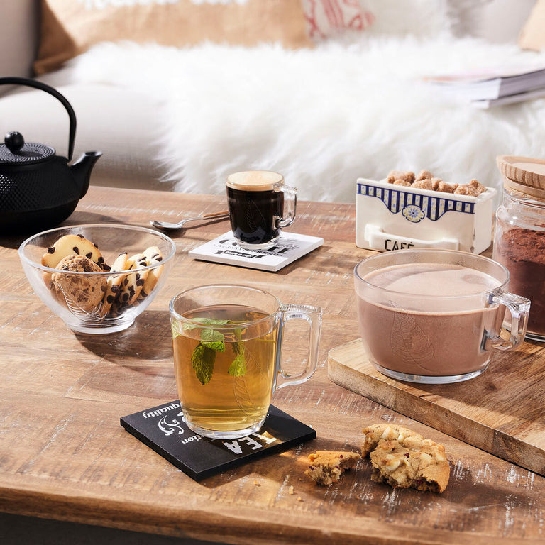 Tasse Luminarc Leaves Volets Petit-déjeuner 250 ml Transparent verre (6 Unités)