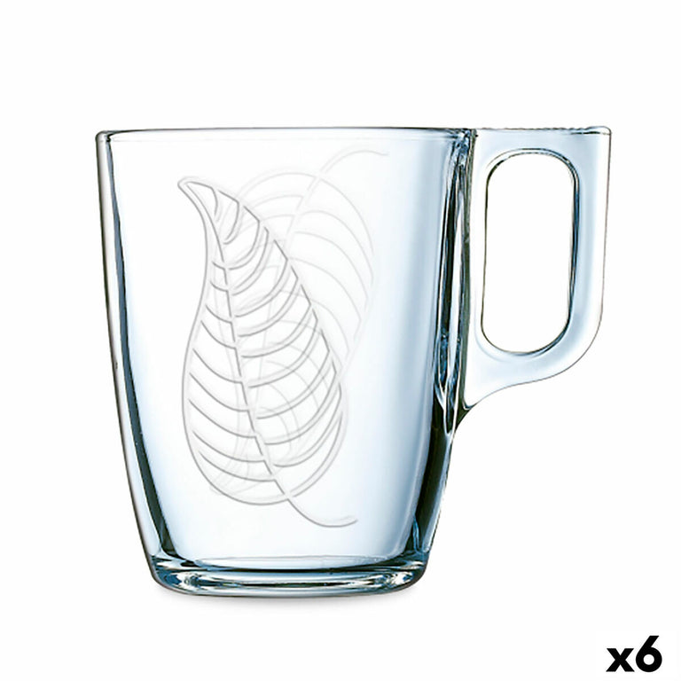 Tasse Luminarc Leaves Volets Petit-déjeuner 250 ml Transparent verre (6 Unités)
