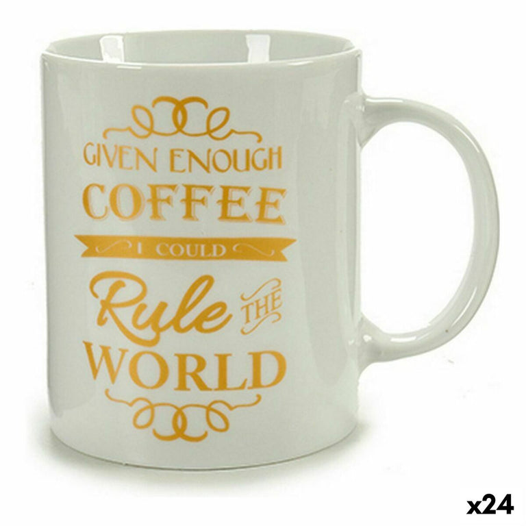 Tasse mug Coffee Doré Blanc Porcelaine 330 ml (24 Unités)