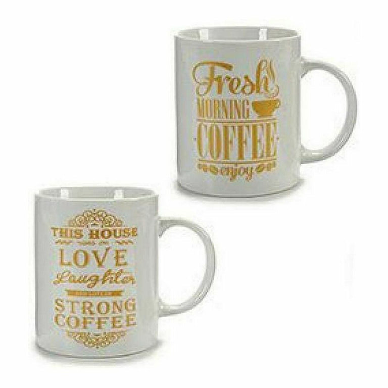 Tasse mug Coffee Doré Blanc Porcelaine 330 ml (24 Unités)