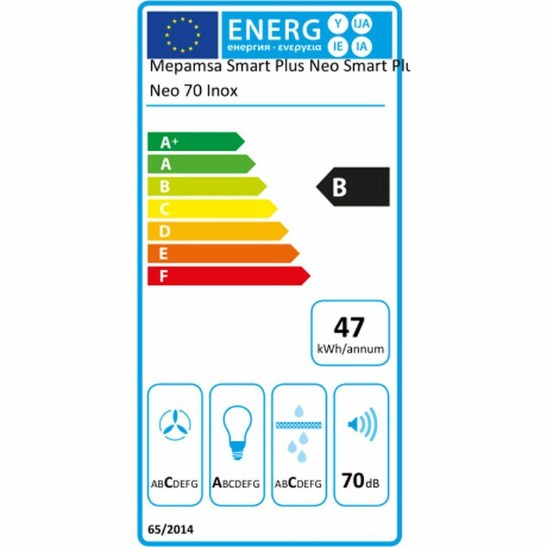 Hotte standard Mepamsa SMART PLUS NEO 580 m3/h 70 cm 70 dB Blanc