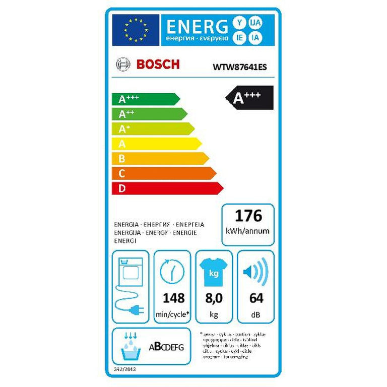 Séchoir à condensation BOSCH WTW87641ES Blanc 8 kg