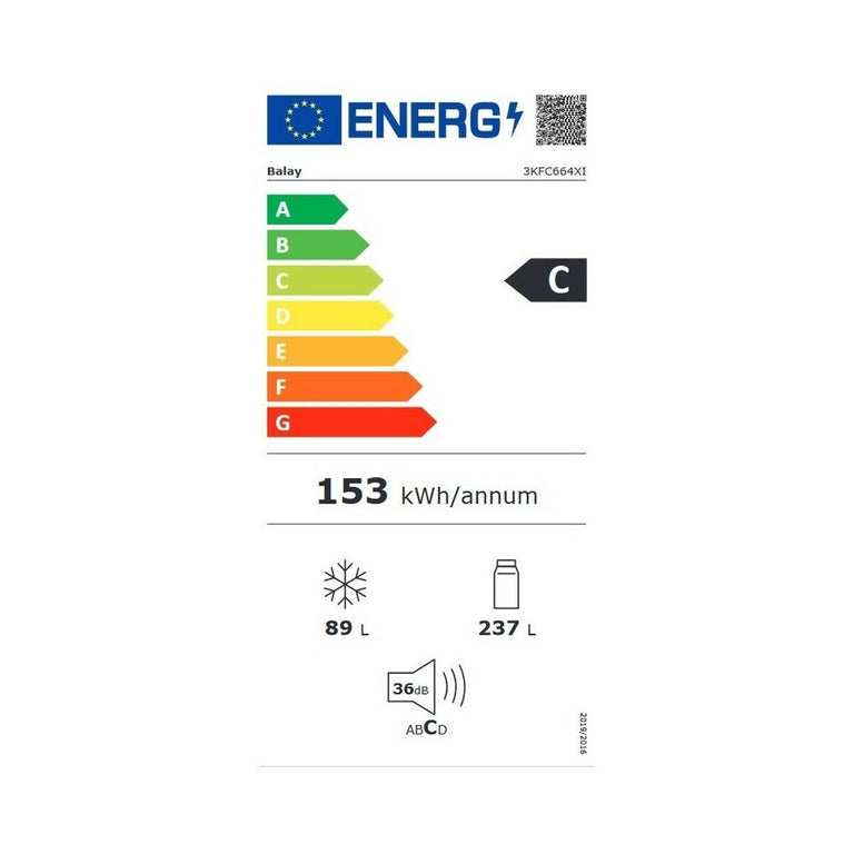 Réfrigérateur Combiné Balay 3KFC664XI Acier (186 x 60 cm)